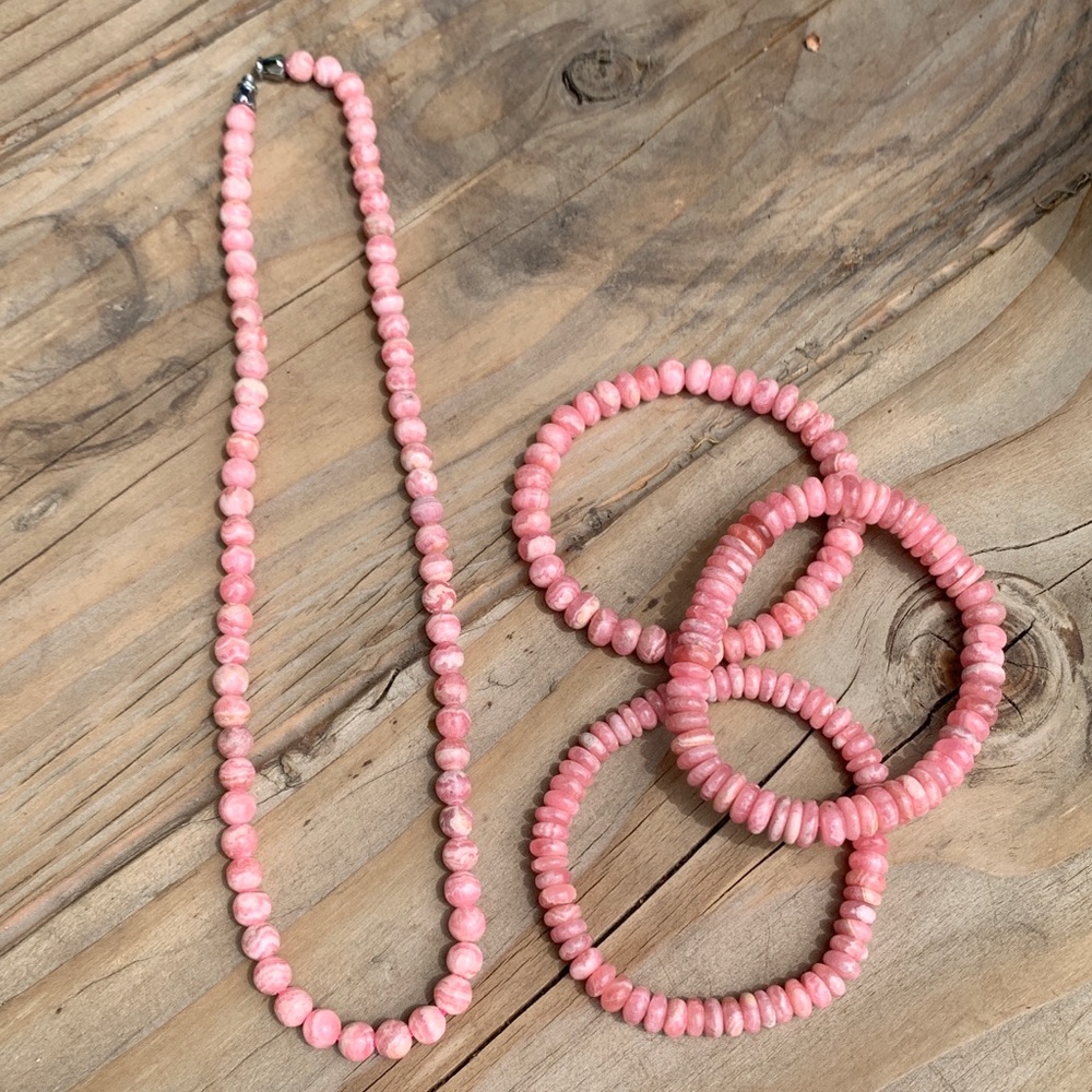 Pink Bead Necklace & Jewelry Set